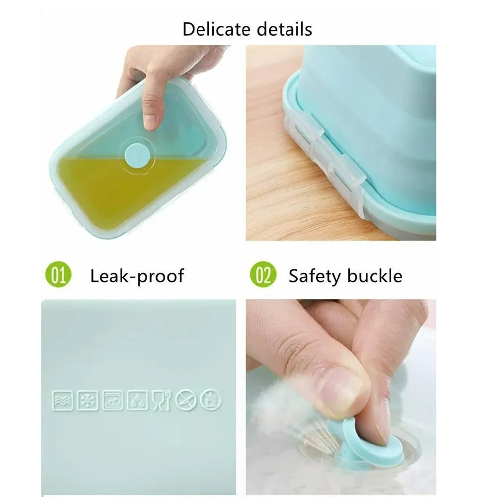 ( NET) Collapsible Silicone Food Storage Containers with Airtight Lids set of 4 pcs