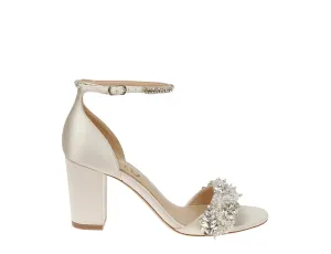 Adele - Nude Crystal And Pearl Bridal Block Heel