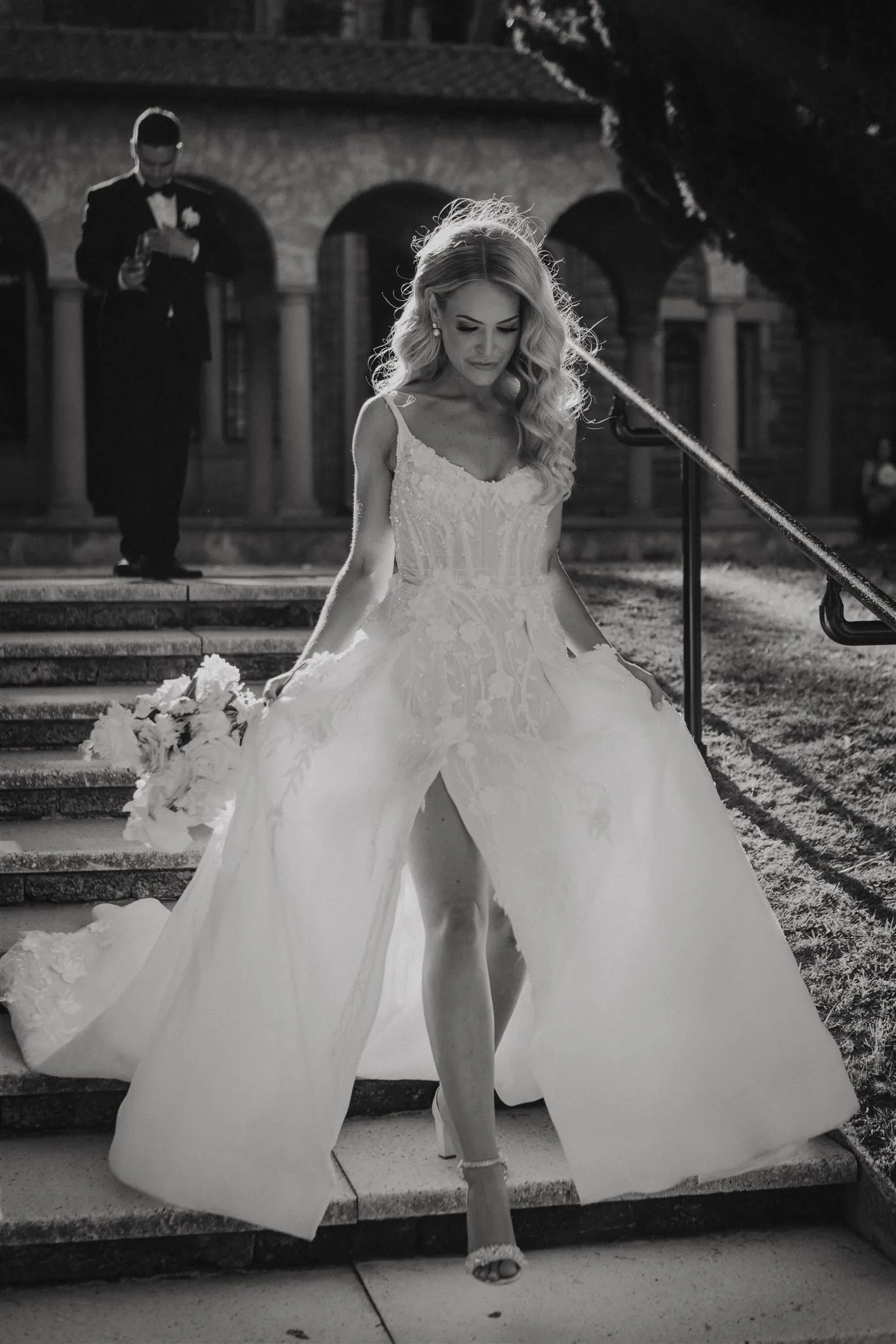 Adele - White Crystal And Pearl Bridal Block Heel