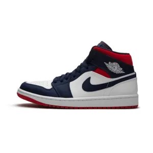 Air Jordan 1 Mid SE USA Navy White Red