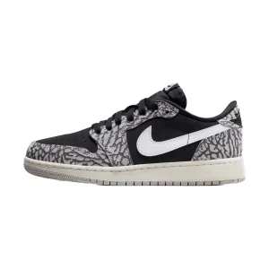 Air Jordan 1 Retro Low OG (GS) Black Cement Black Muslin Tech Grey White Sail