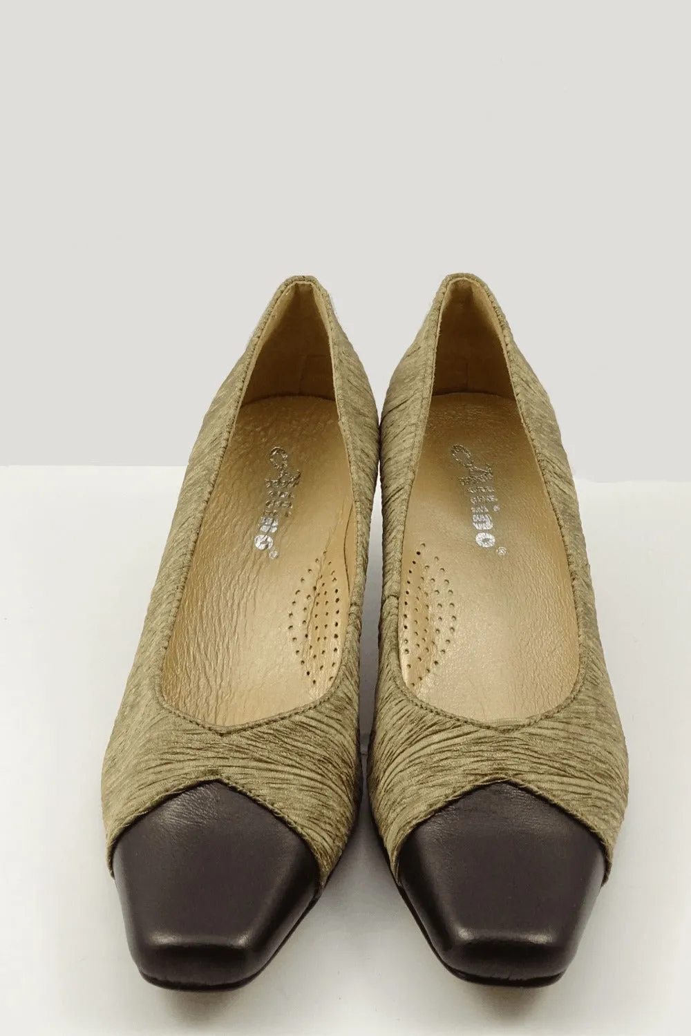 Allino Gold And Brown Heels  8.5