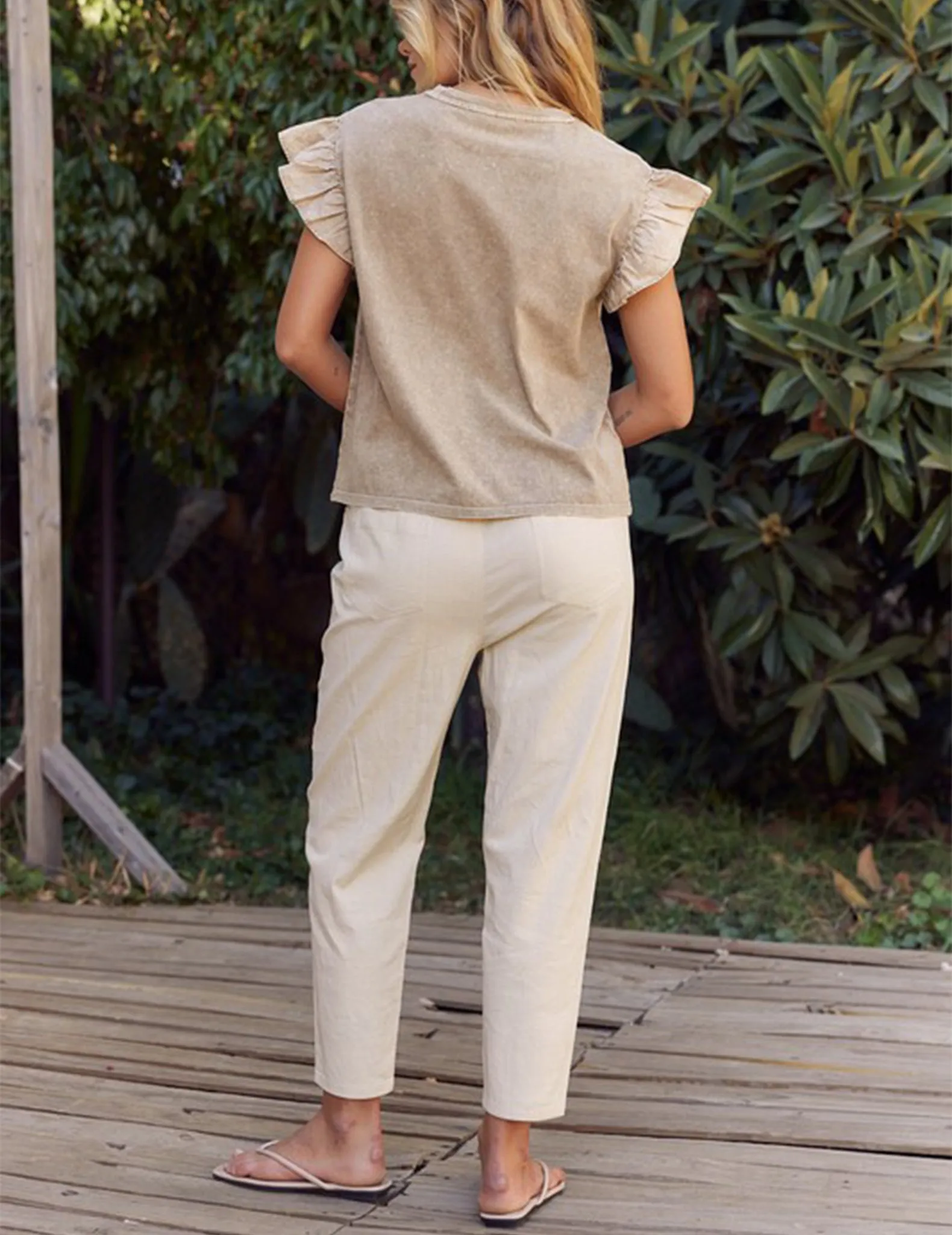 Alma Ivory Cotton Canvas Pocket Pants