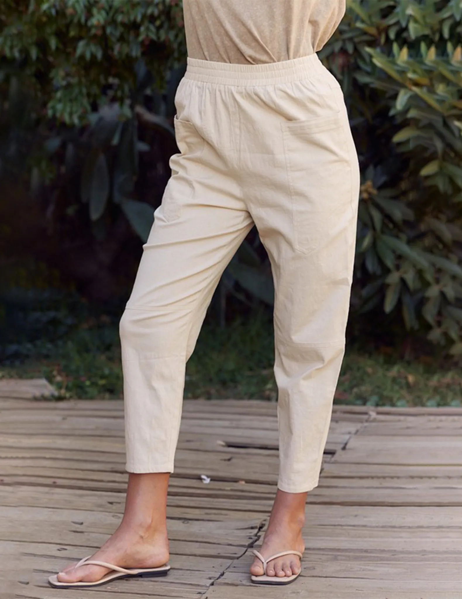 Alma Ivory Cotton Canvas Pocket Pants