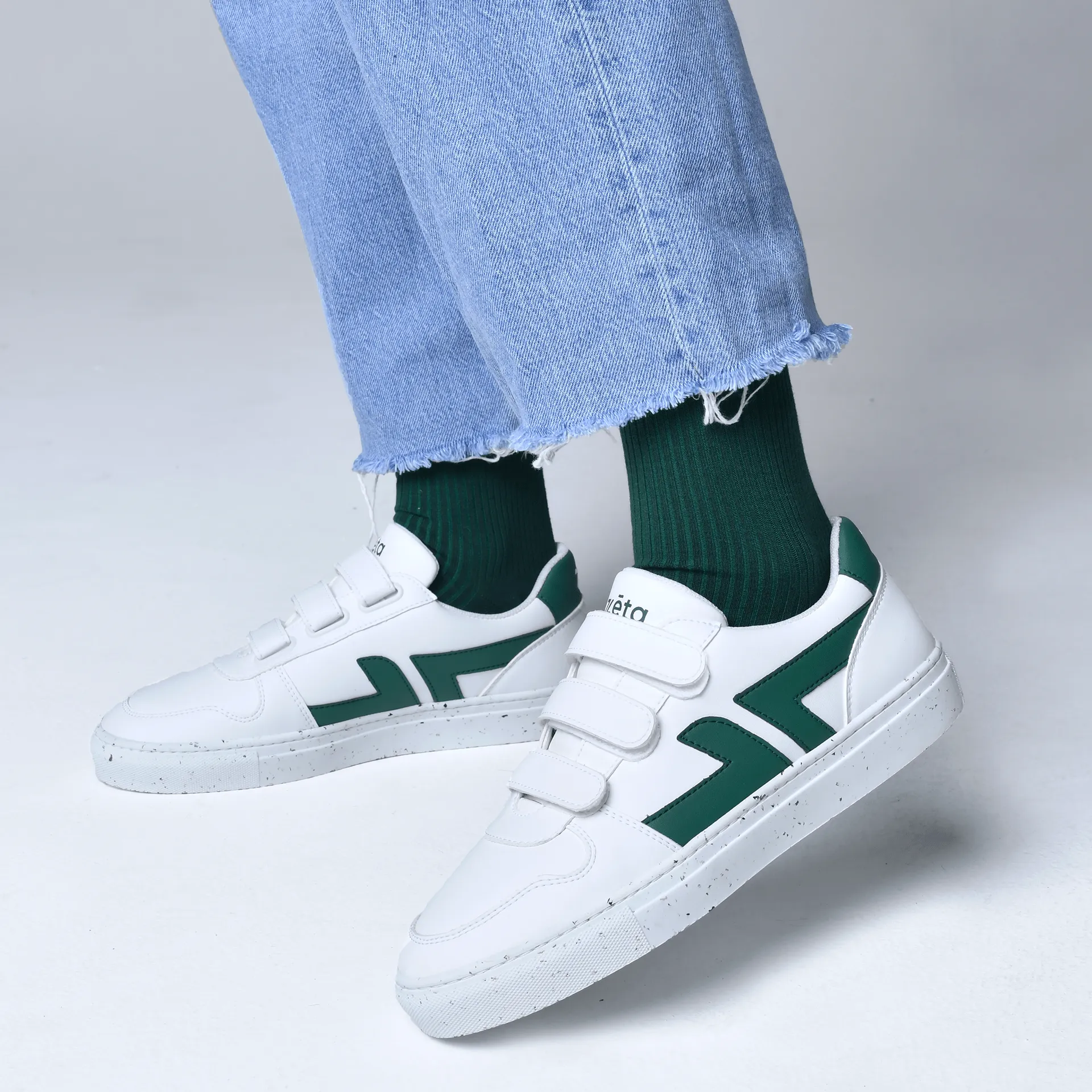 Alpha Vegan Leather Velcro Sneakers | Green