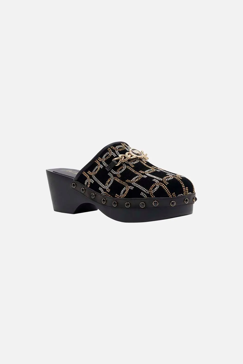 ARABELLA LEOPARD CHAIN CLOG SOLID BLACK