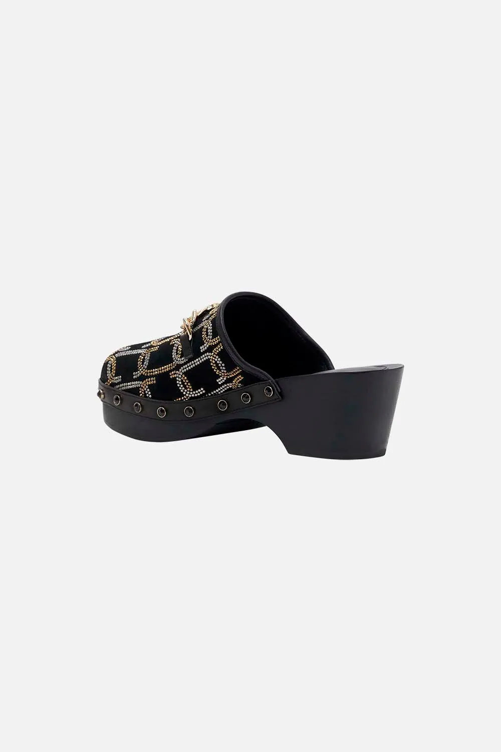 ARABELLA LEOPARD CHAIN CLOG SOLID BLACK