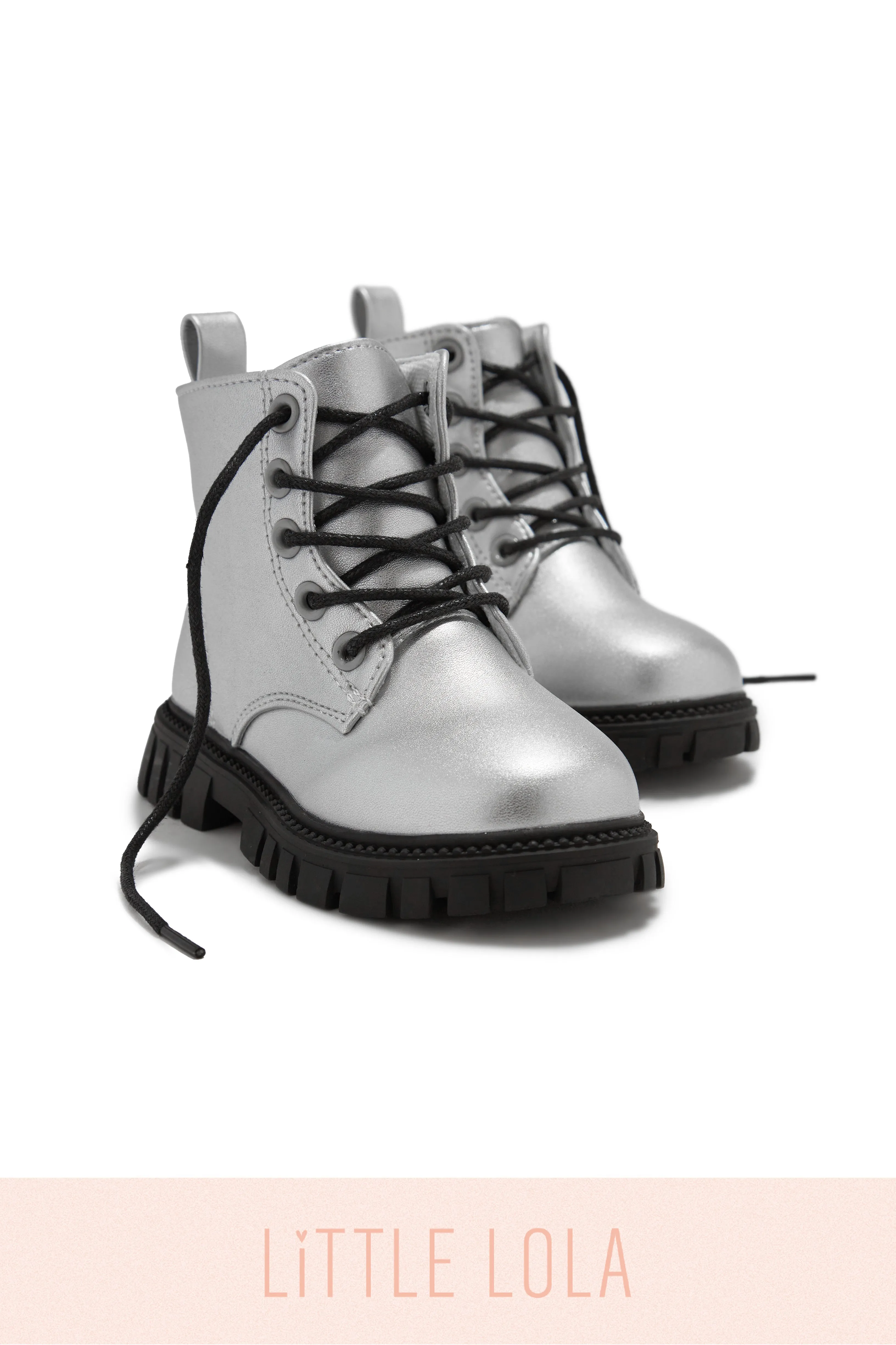 Ariella Lace Up Boots - Silver