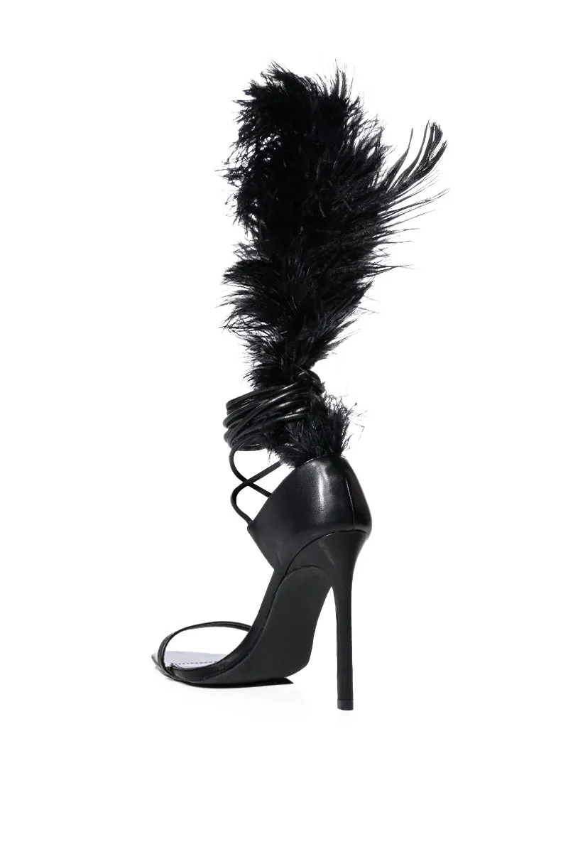 AZALEA WANG CLEASBY FEATHER SANDAL IN BLACK