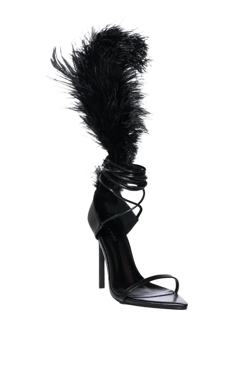 AZALEA WANG CLEASBY FEATHER SANDAL IN BLACK