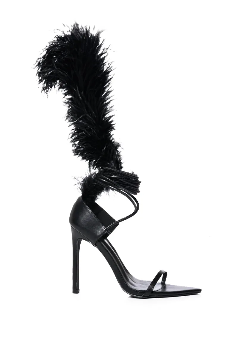 AZALEA WANG CLEASBY FEATHER SANDAL IN BLACK