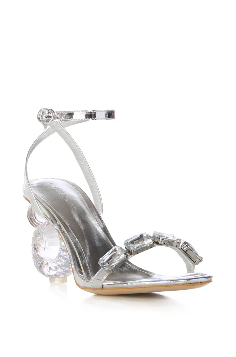 AZALEA WANG GEFFRON SILVER SHELL HEEL SANDAL