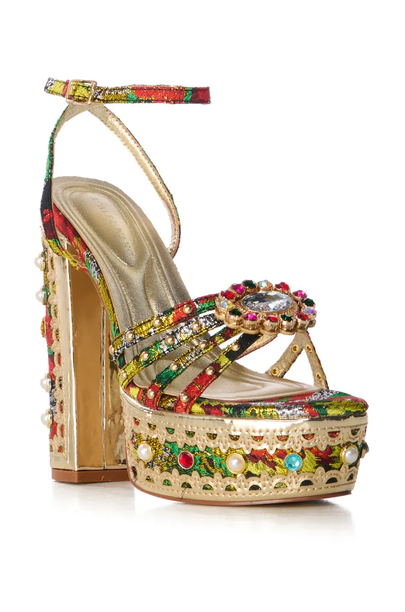 AZALEA WANG KALANI MULTI BROCADE EMBELLISHED SANDAL