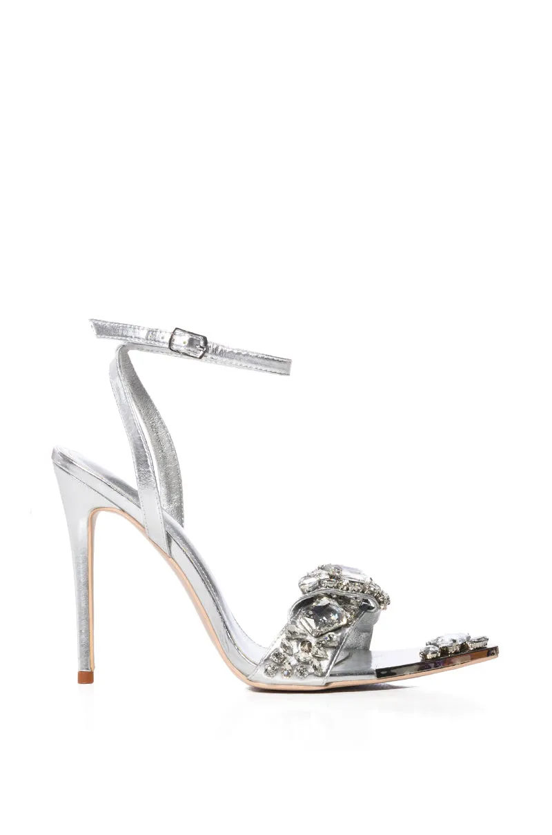 AZALEA WANG KEEP IT SWEET STILETTO SANDAL IN SILVER