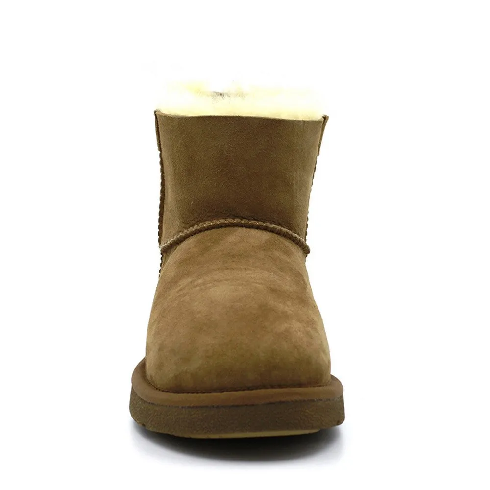 Back Zipper Short Ugg Boot - Chestnut