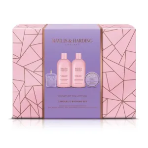 Baylis & Harding Jojoba, Vanilla & Almond Oil Luxury Candlelit Bathing Gift Set - Vegan Friendly