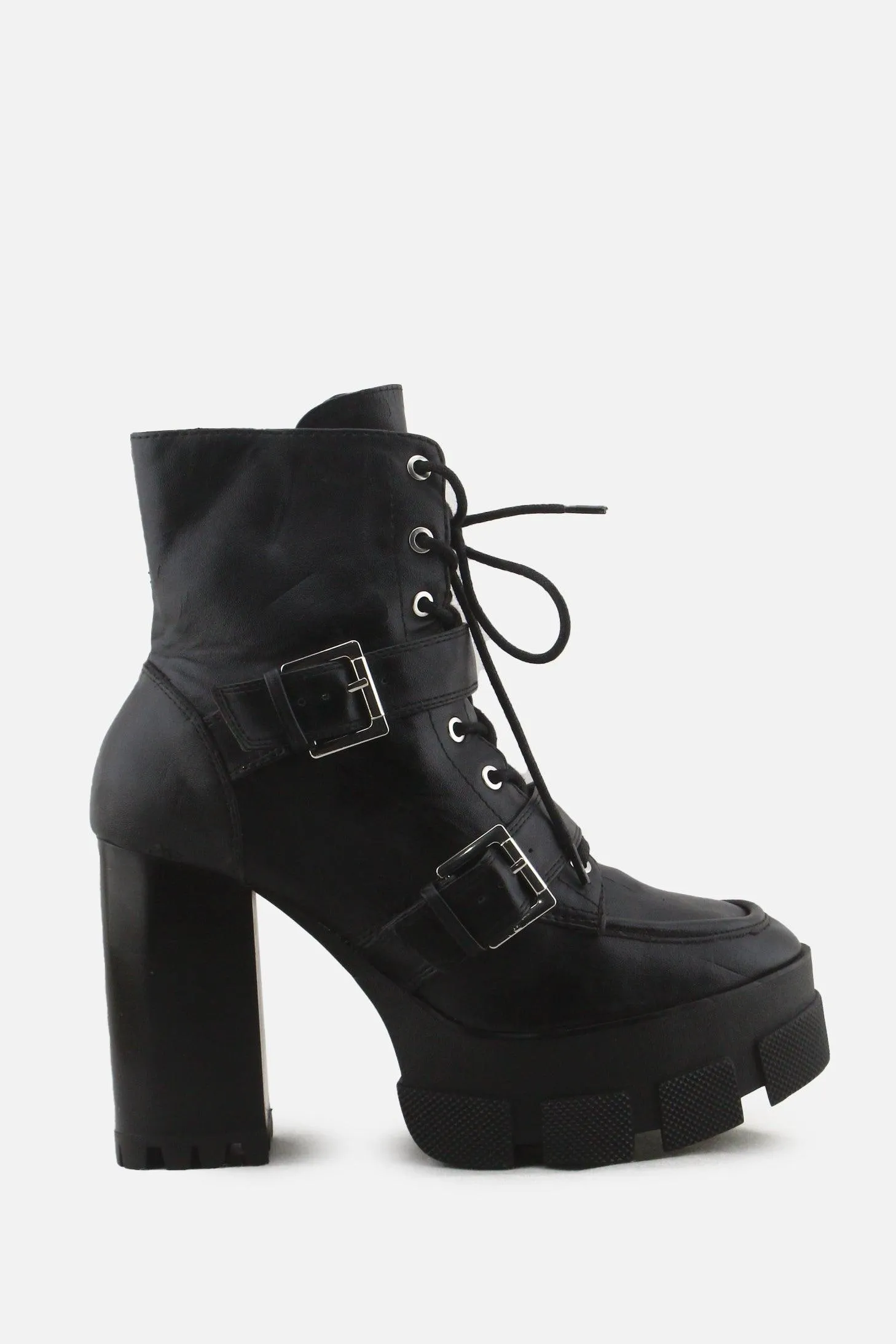 Bershka Laces Buckle Straps Platform Boots | 100% Authentic Leather