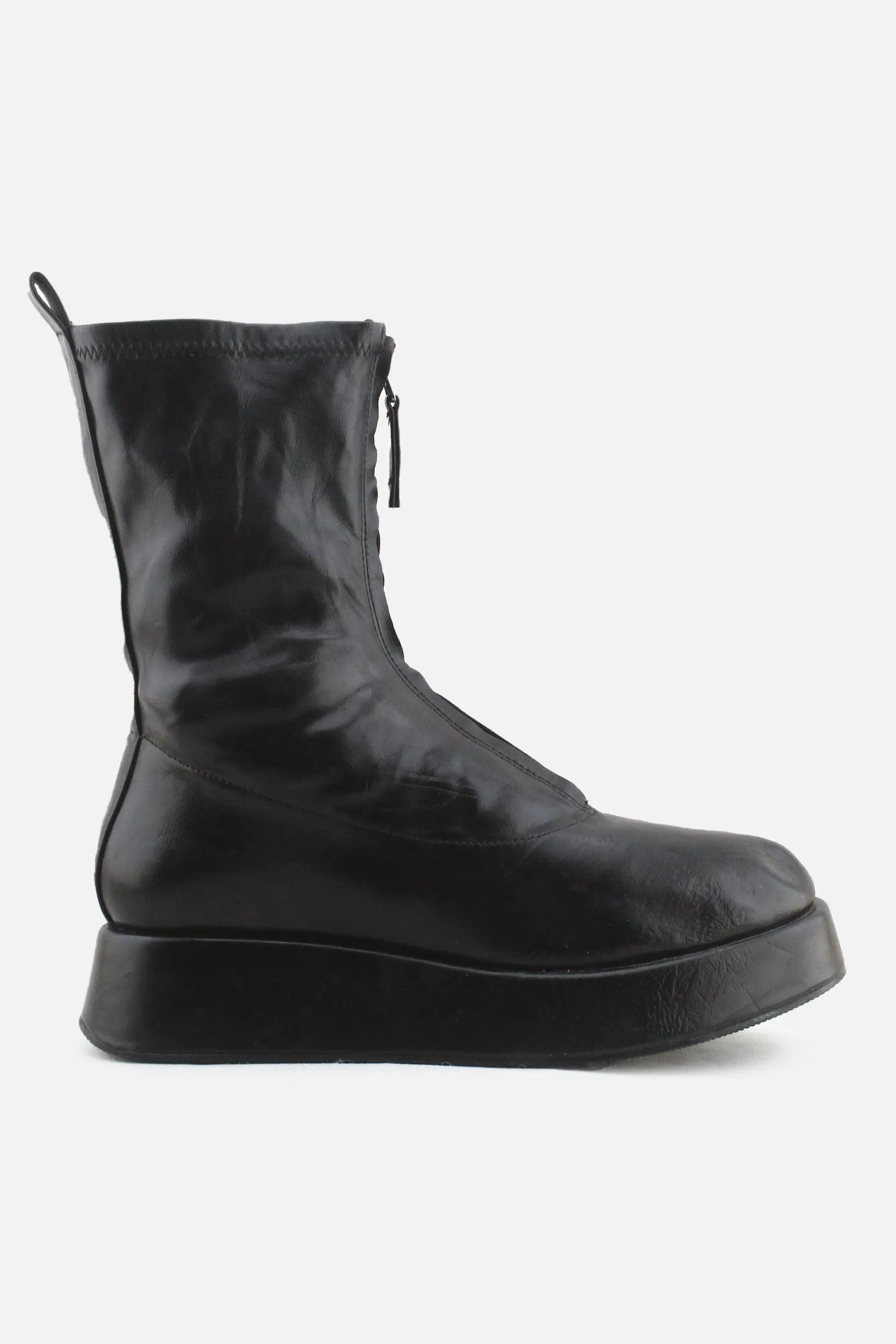 Bershka Zipper Wedges Boots | 100% Synthetic Leather