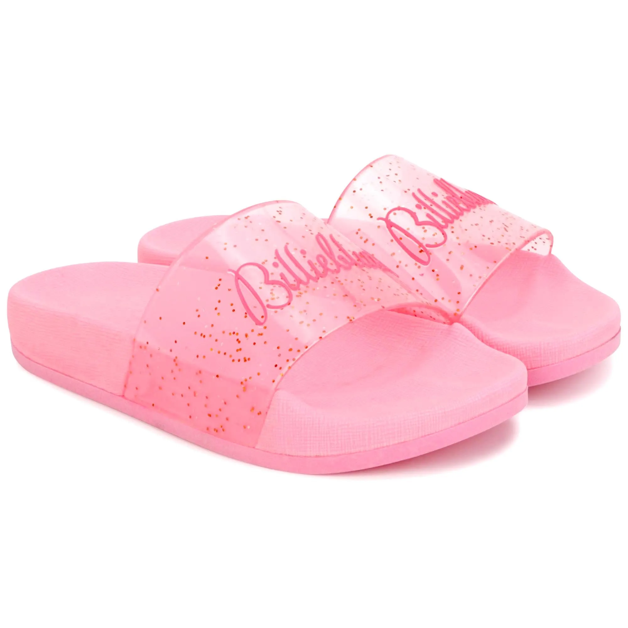 BILLIEBLUSH PINK TRANSPARENT GLITTER SLIDES