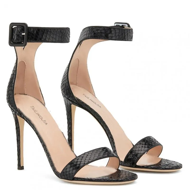 Black Open Toe Large High Heels Sandals