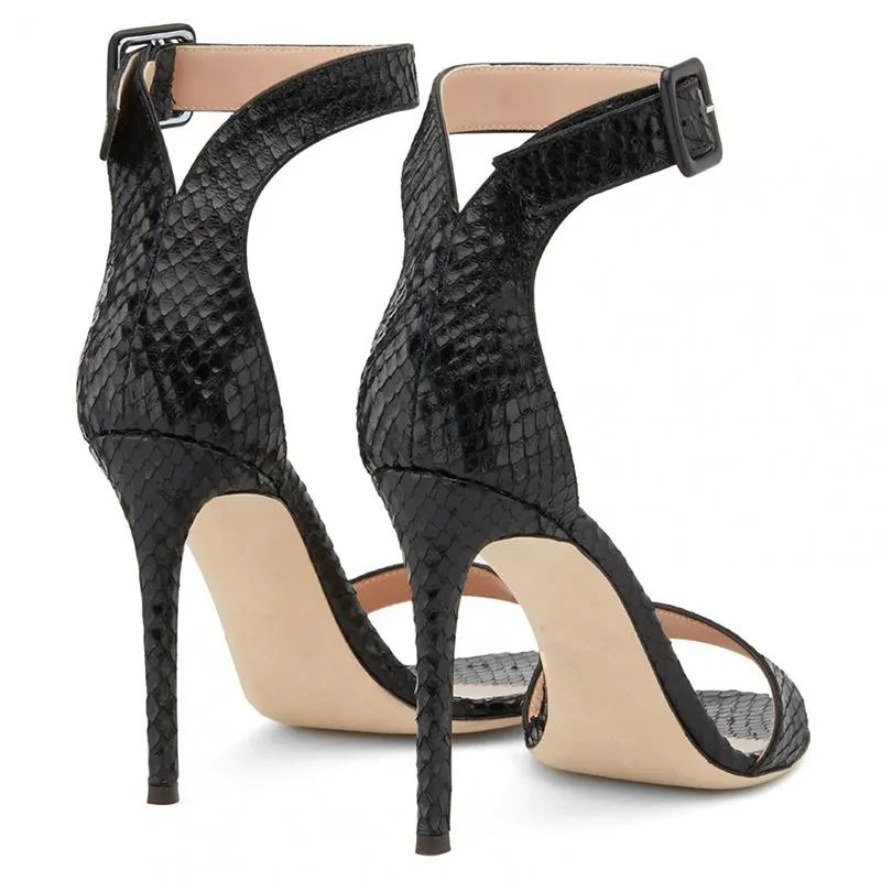 Black Open Toe Large High Heels Sandals