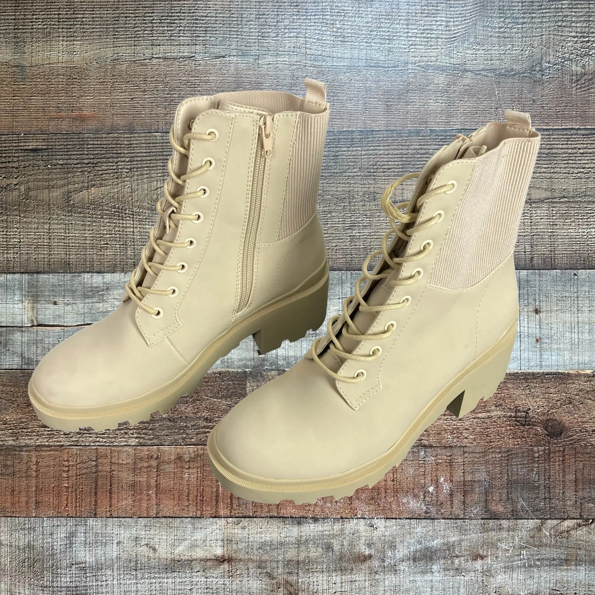 B.O.G. Collective Cream Combat Boots- Size 7/5 (see notes)