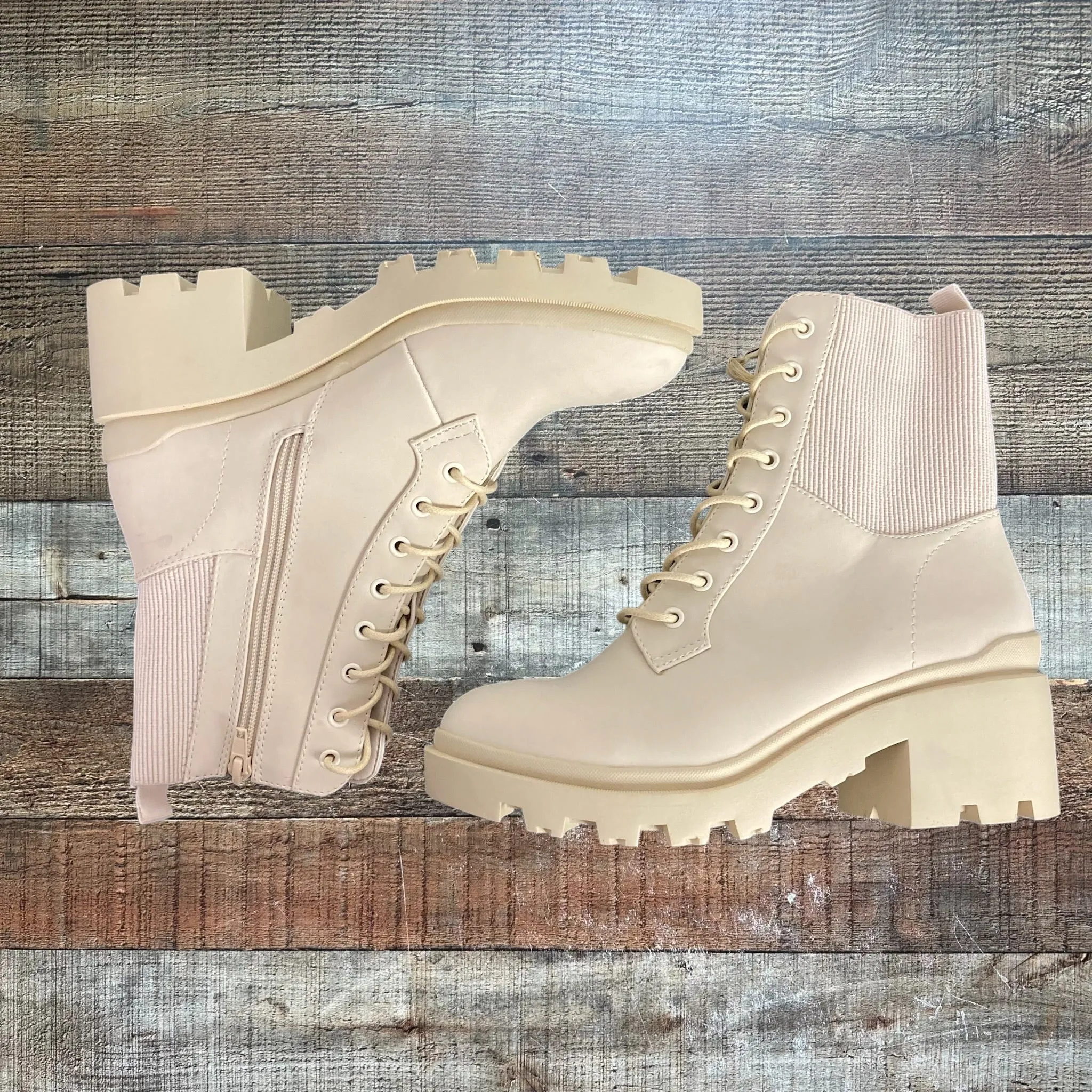 B.O.G. Collective Cream Combat Boots- Size 7/5 (see notes)