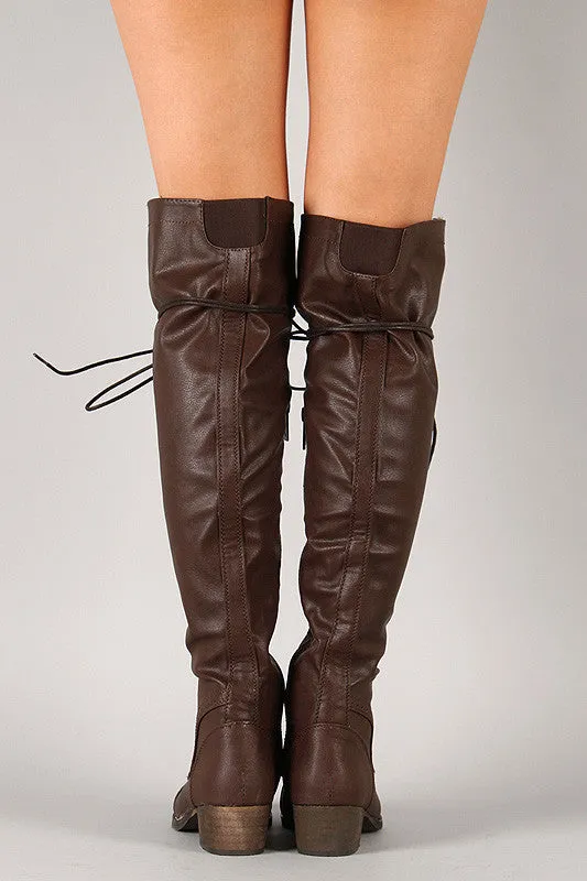 Breckelle Combat Lace Up Over-The-Knee Boots