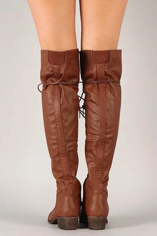 Breckelle Combat Lace Up Over-The-Knee Boots