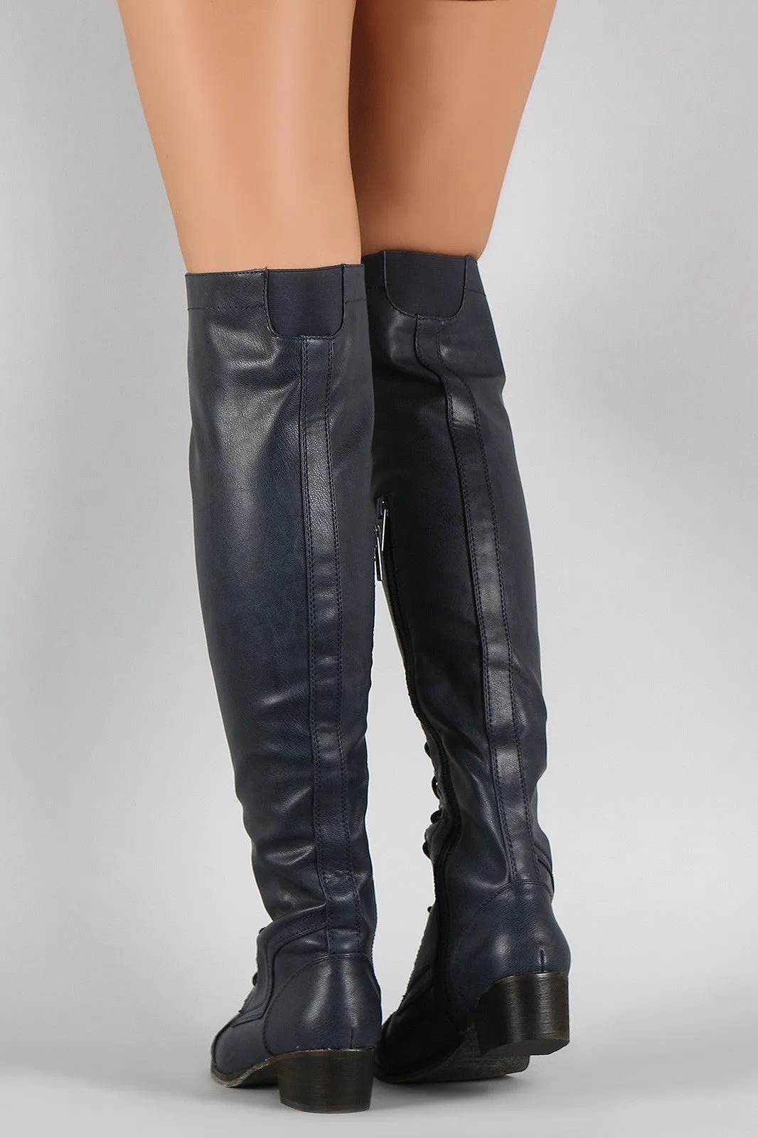 Breckelle Combat Lace Up Over-The-Knee Boots