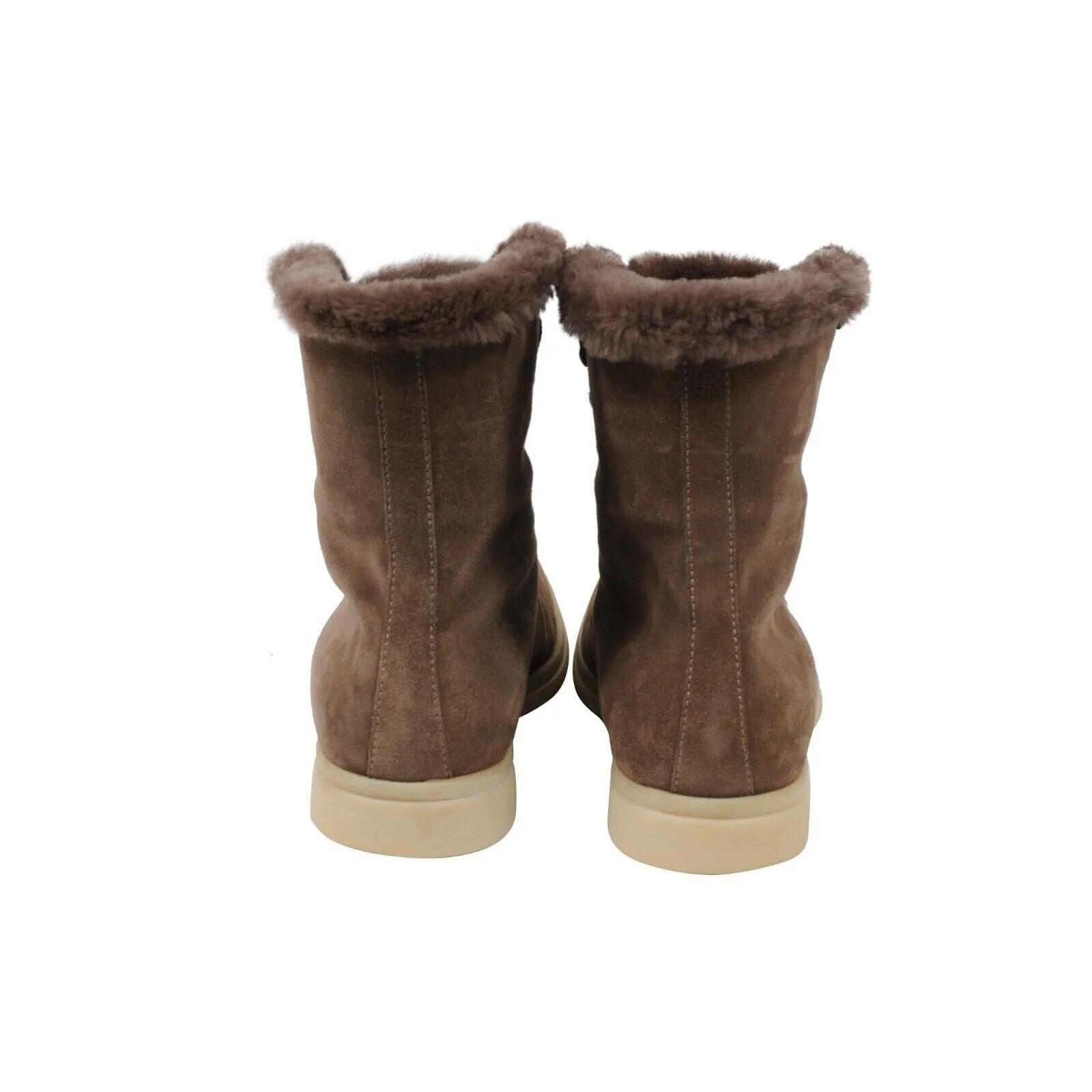 Brown Suede Beaver Fur Snow Dream Walk Combat Boots