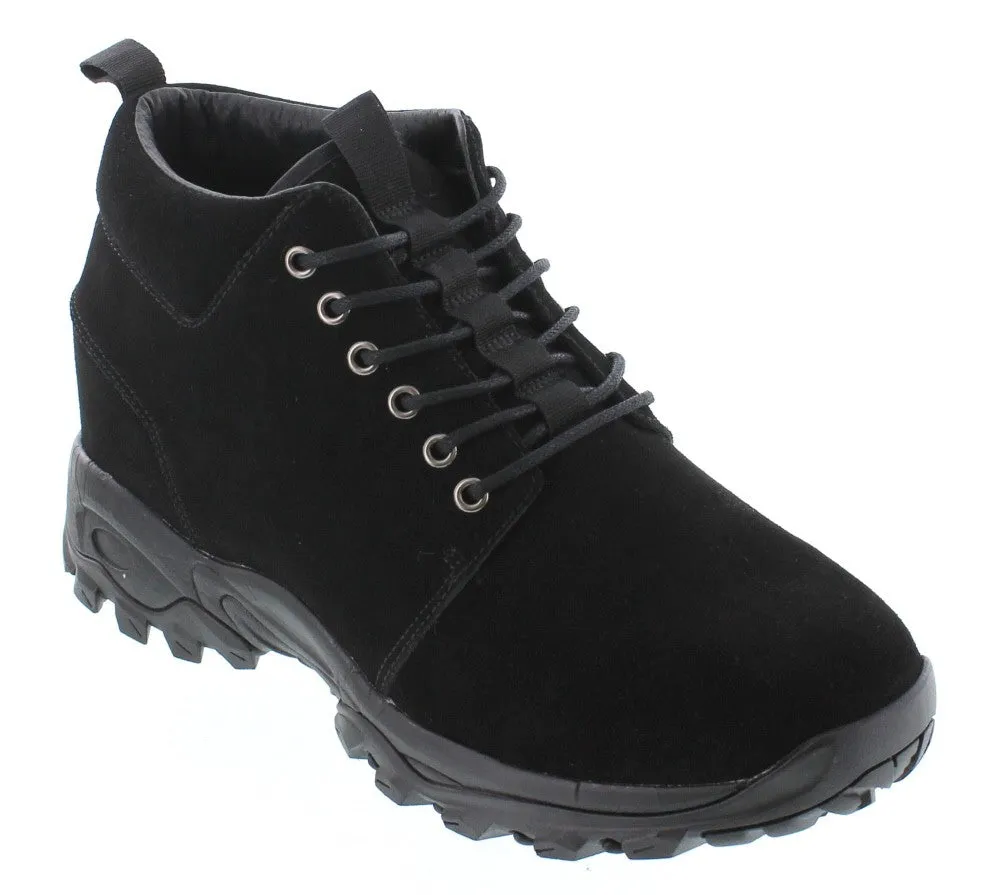 CALTO 3.2" Taller Black Hiker-Style Height-Enhancing Shoes H7222