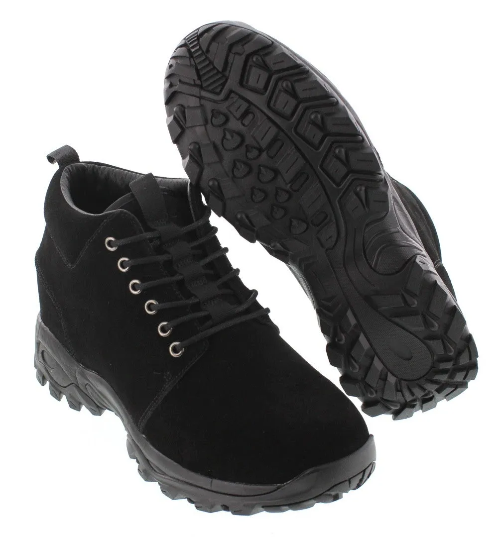 CALTO 3.2" Taller Black Hiker-Style Height-Enhancing Shoes H7222