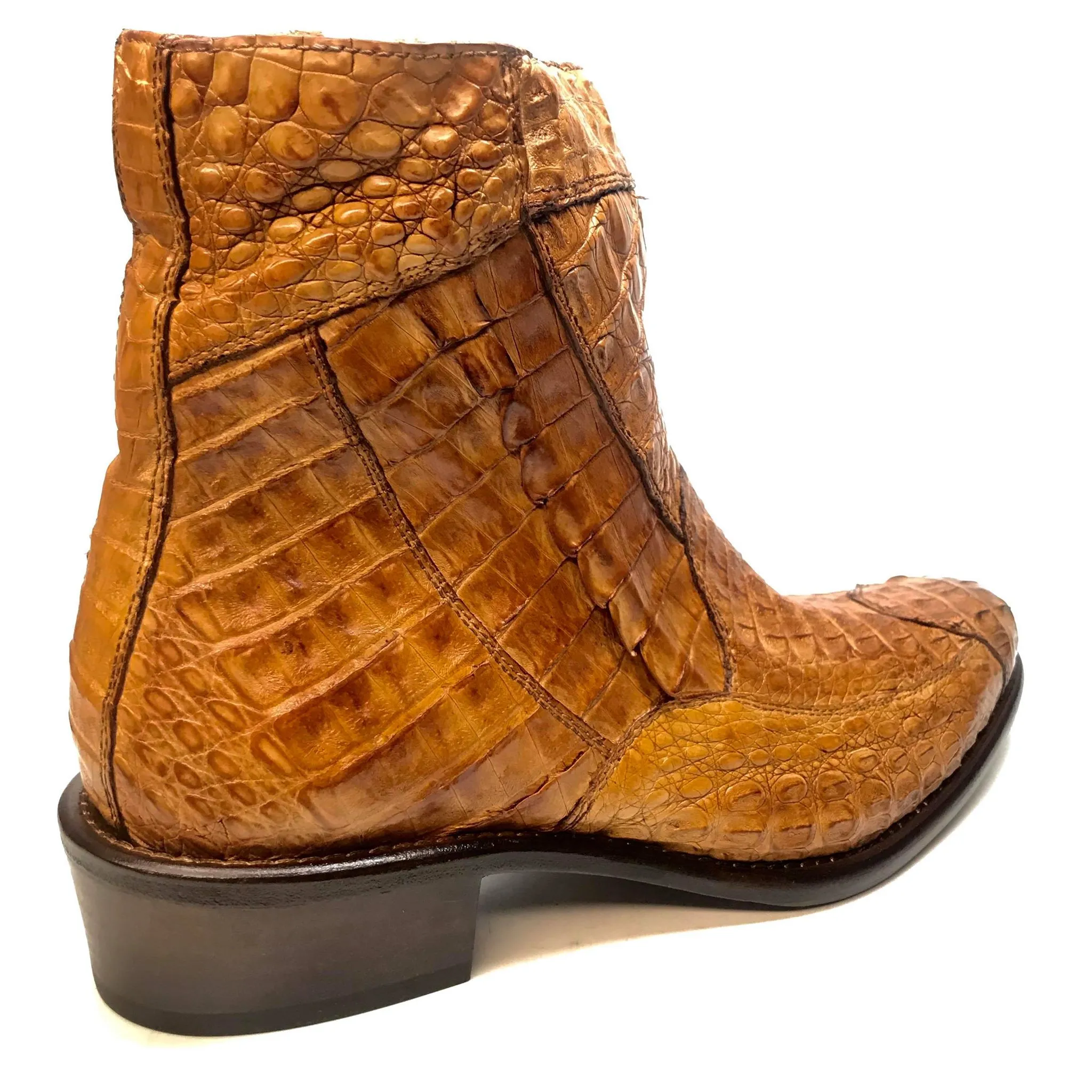 Calzoleria Toscana Cognac Hornback Alligator Ankle Boots