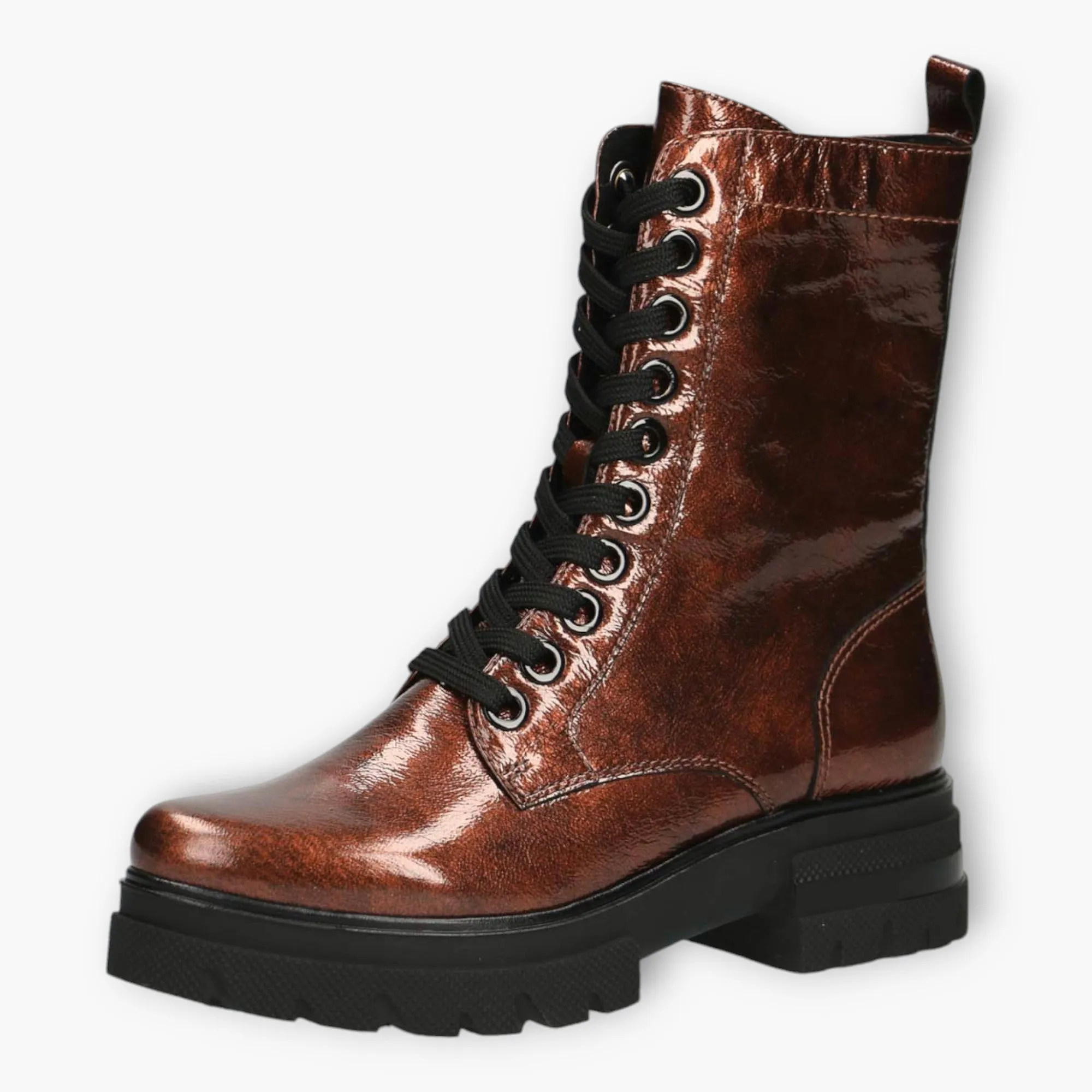 Caprice Lace-Up Combat Boots in Rust