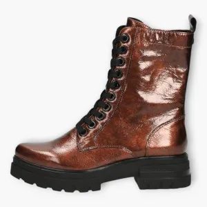 Caprice Lace-Up Combat Boots in Rust