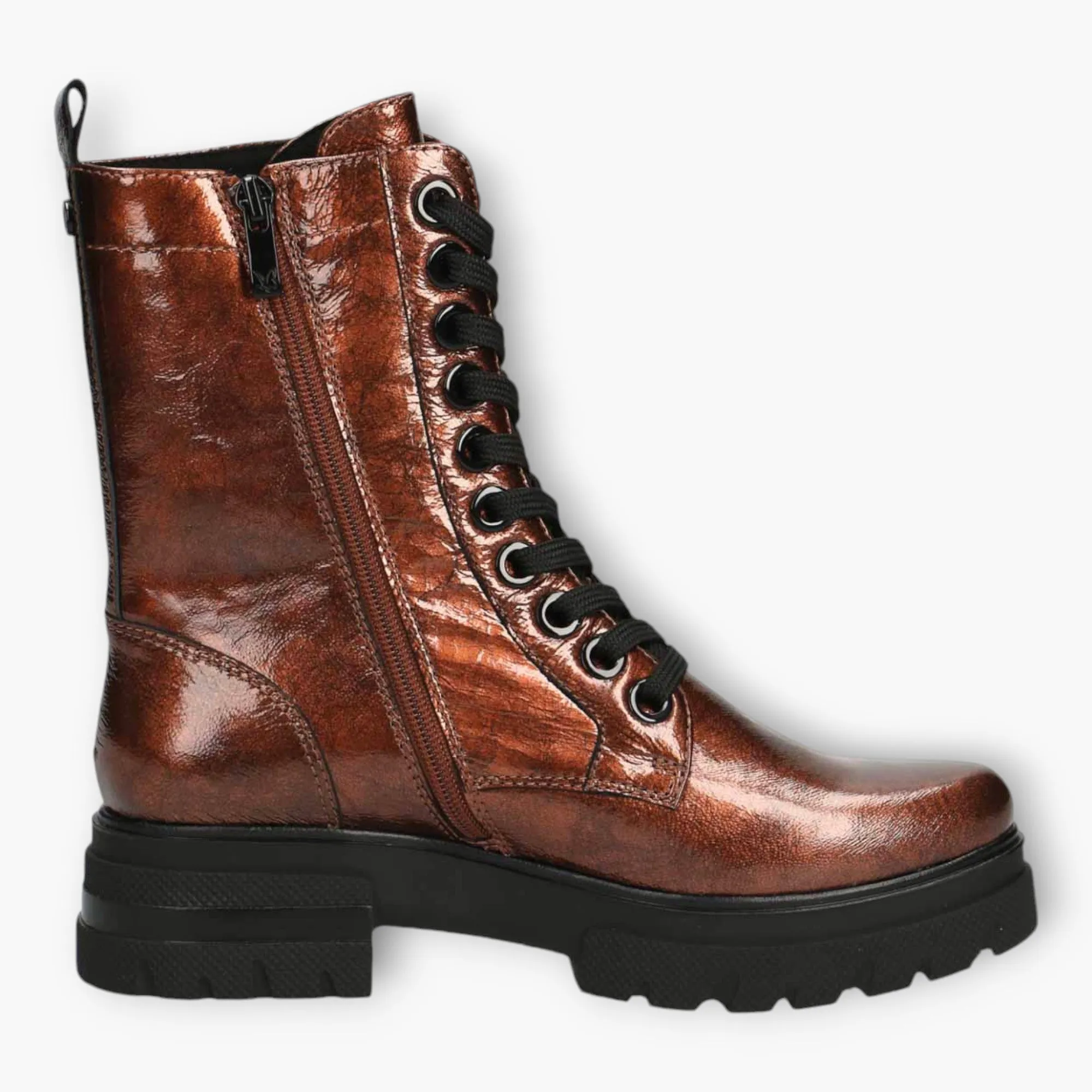 Caprice Lace-Up Combat Boots in Rust