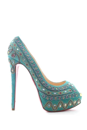 Christian Louboutin Limited Edition Crystal Embellished Suede Platform Pumps