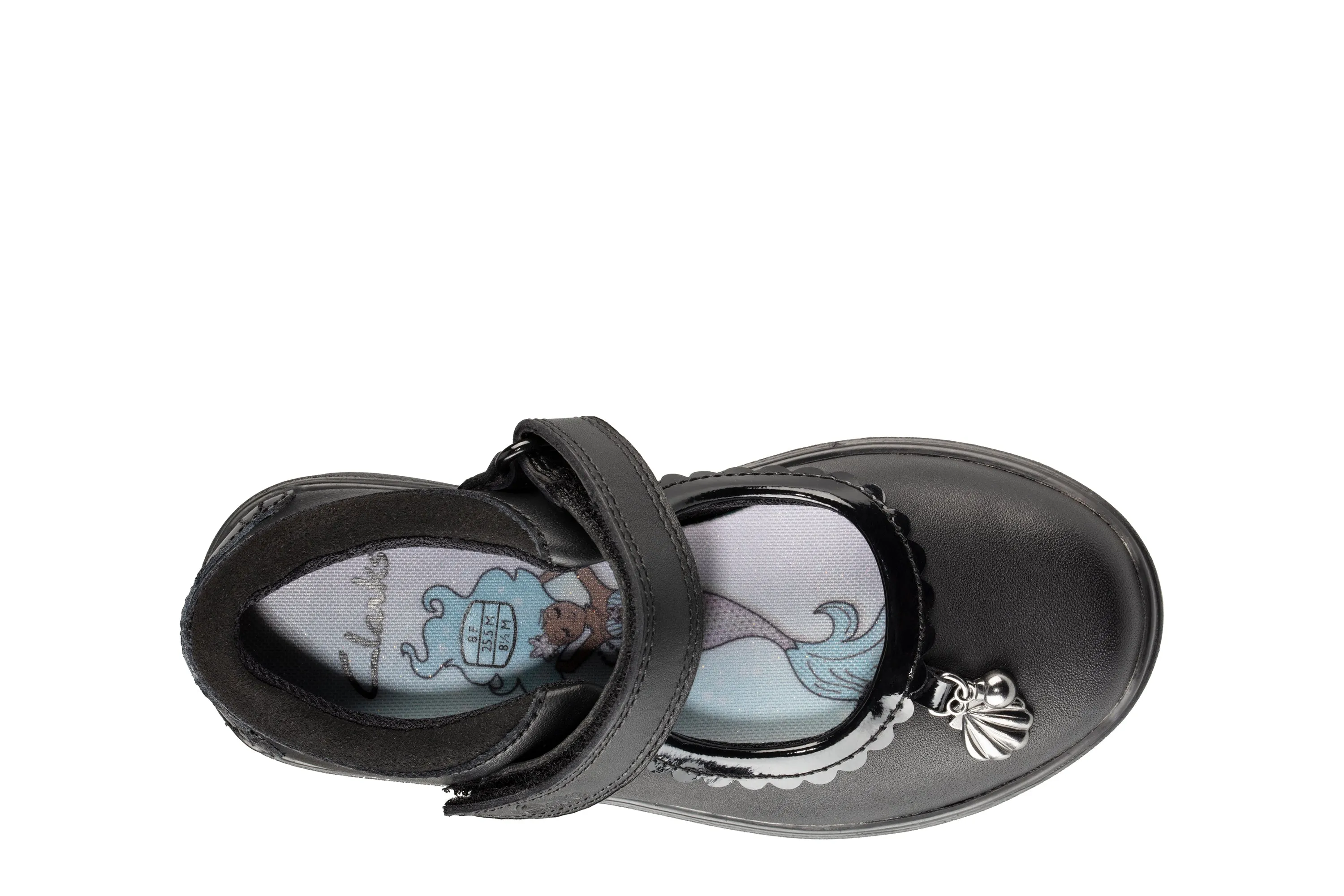 Clarks Sea Shimmer Girls Black School Shoe