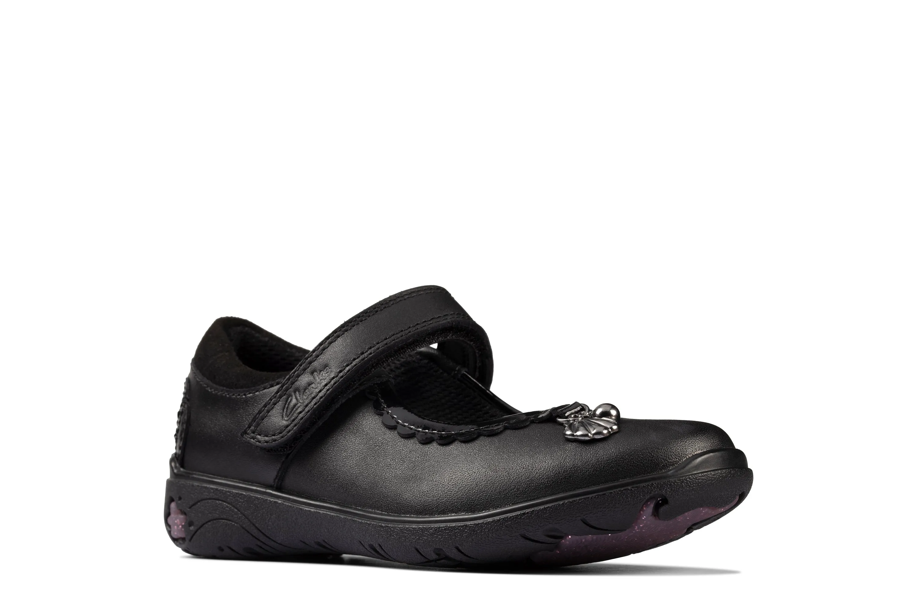 Clarks Sea Shimmer Girls Black School Shoe