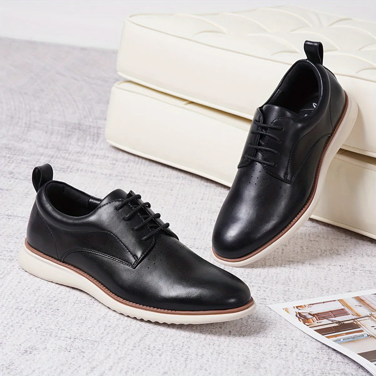 Classic Retro Comfortable Men's Dress Shoes - Soft Leather, Lace-Up Closure, Breathable Insoles, Slip-Resistant Soles, Formal Derby Style, Business Wear, Wedding, Party, Daily Wear - High-Quality, Durable, Versatile, and Stylish Oxfords for Men