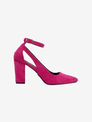 Colette Vegan Suede Block Heels | Pink