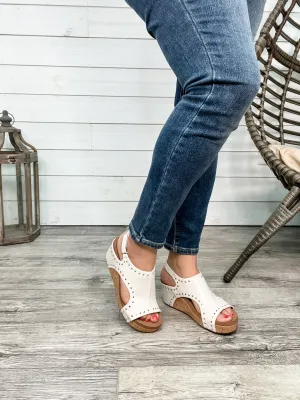 Corkys "Carley" Wedge Sandal  (Ivory Studs)