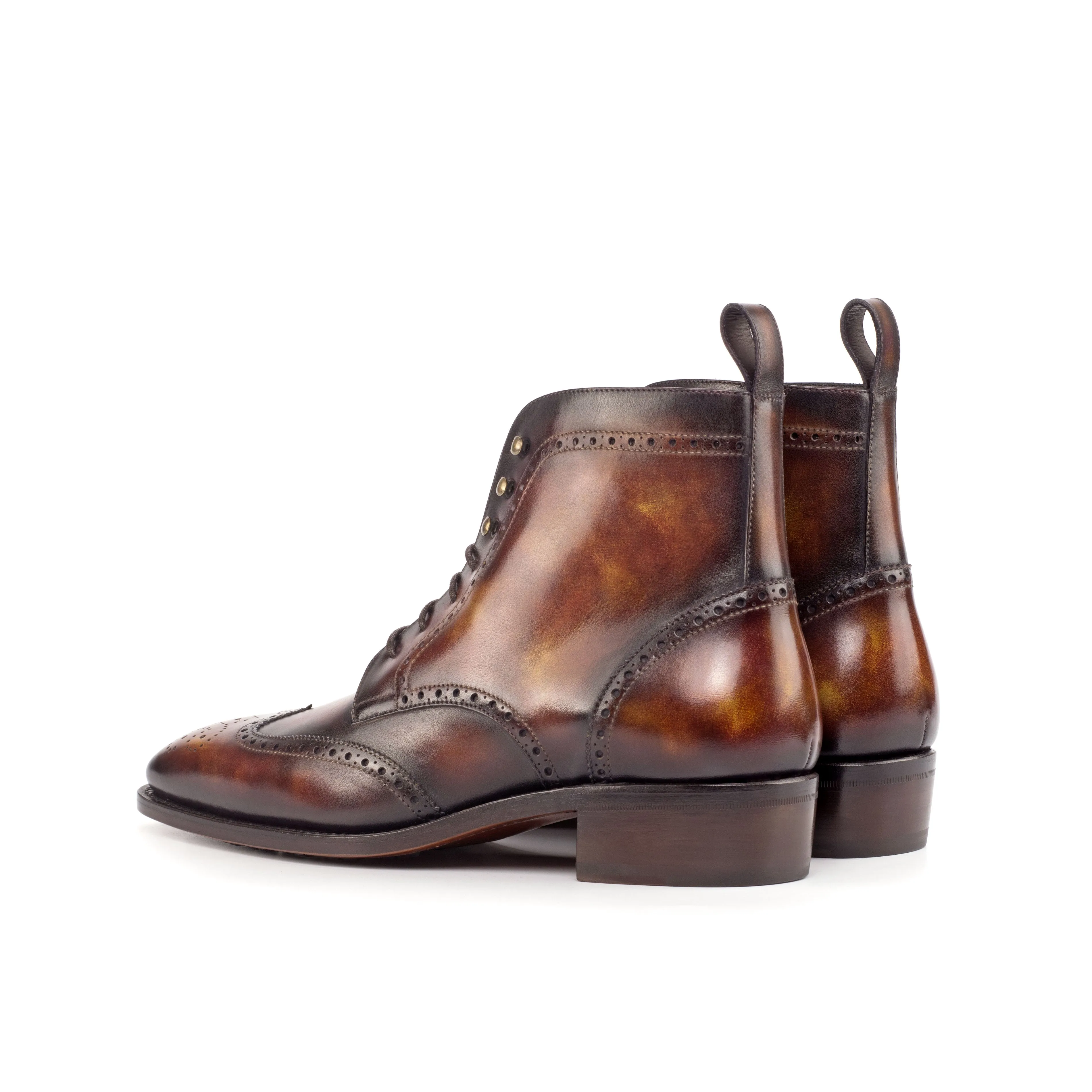 Cuban Heel Fire Museum Patina Brogue Boots