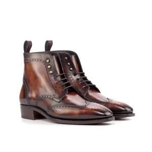 Cuban Heel Fire Museum Patina Brogue Boots