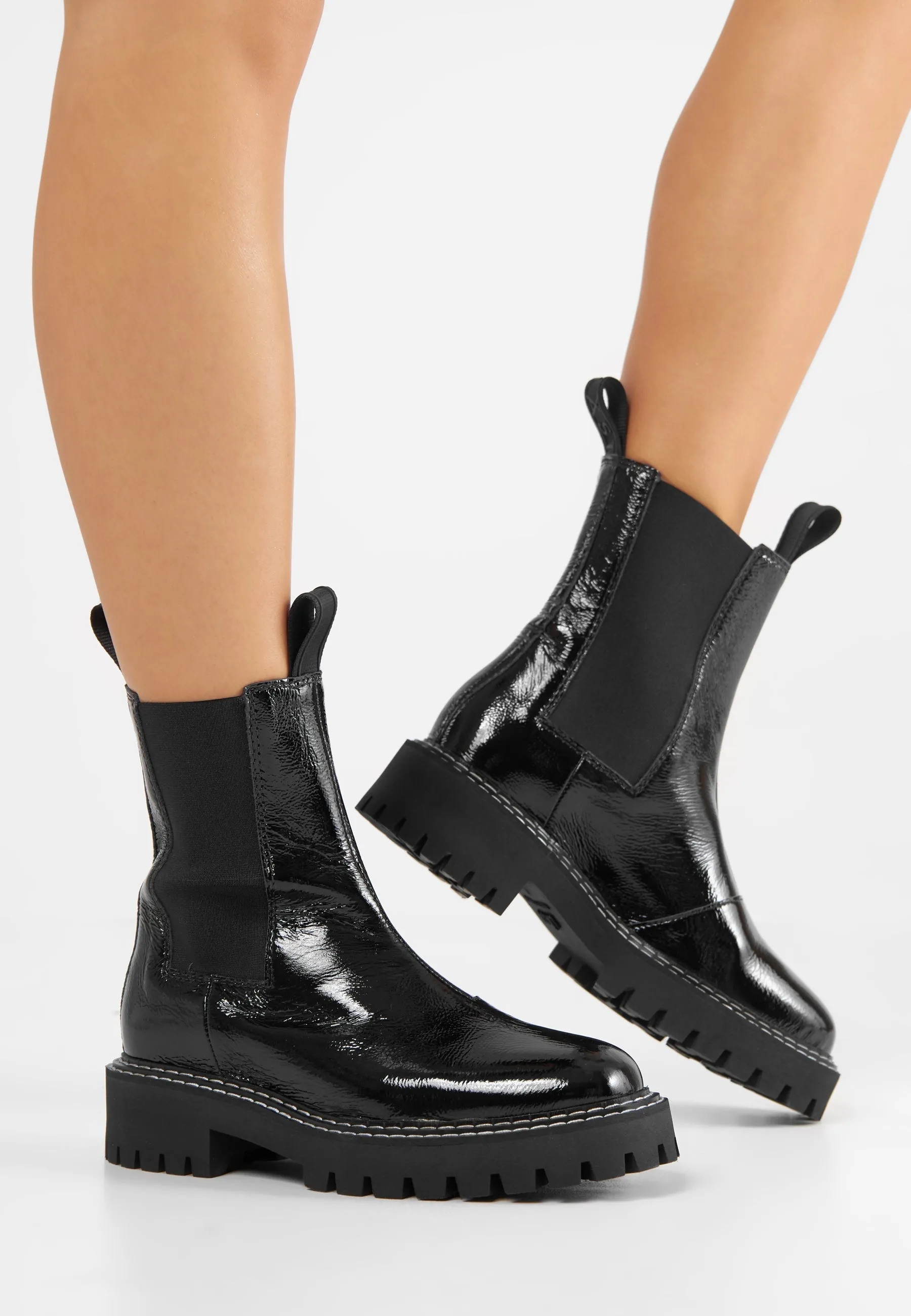 Daze Black Patent Leather Chelsea Boots