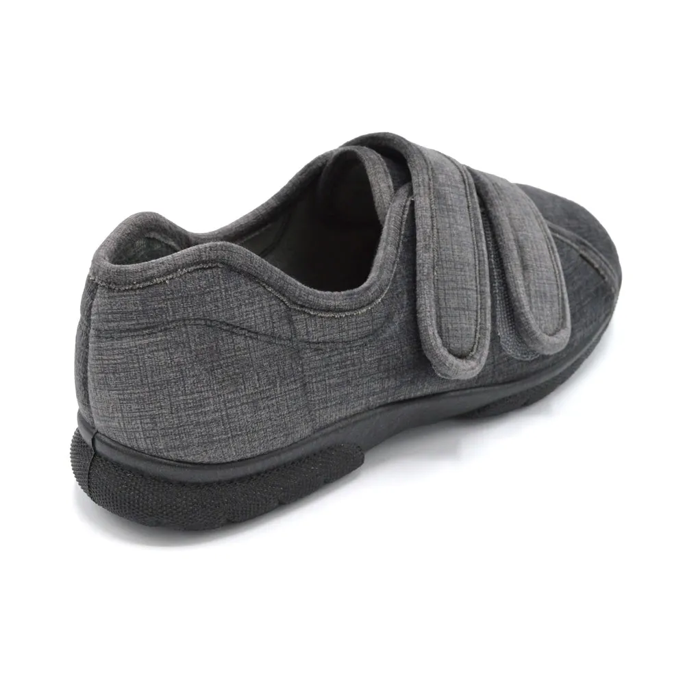 DB Hamilton- Men's Extra Wide House Shoe - 2V and 6V Width Fittings - Grey