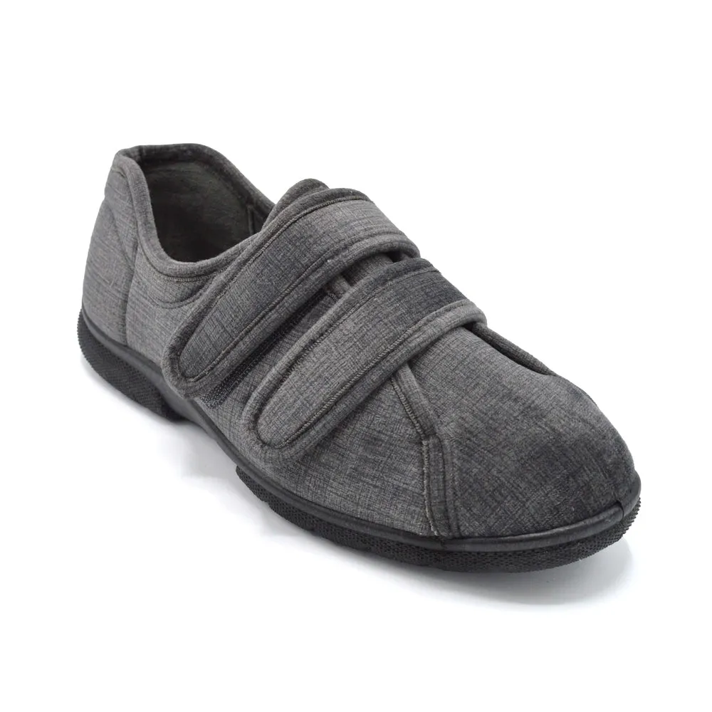 DB Hamilton- Men's Extra Wide House Shoe - 2V and 6V Width Fittings - Grey