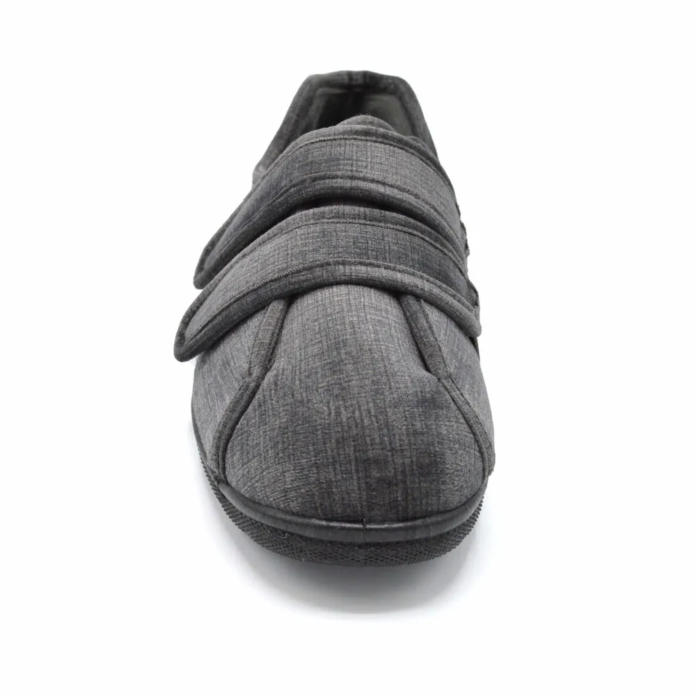 DB Hamilton- Men's Extra Wide House Shoe - 2V and 6V Width Fittings - Grey