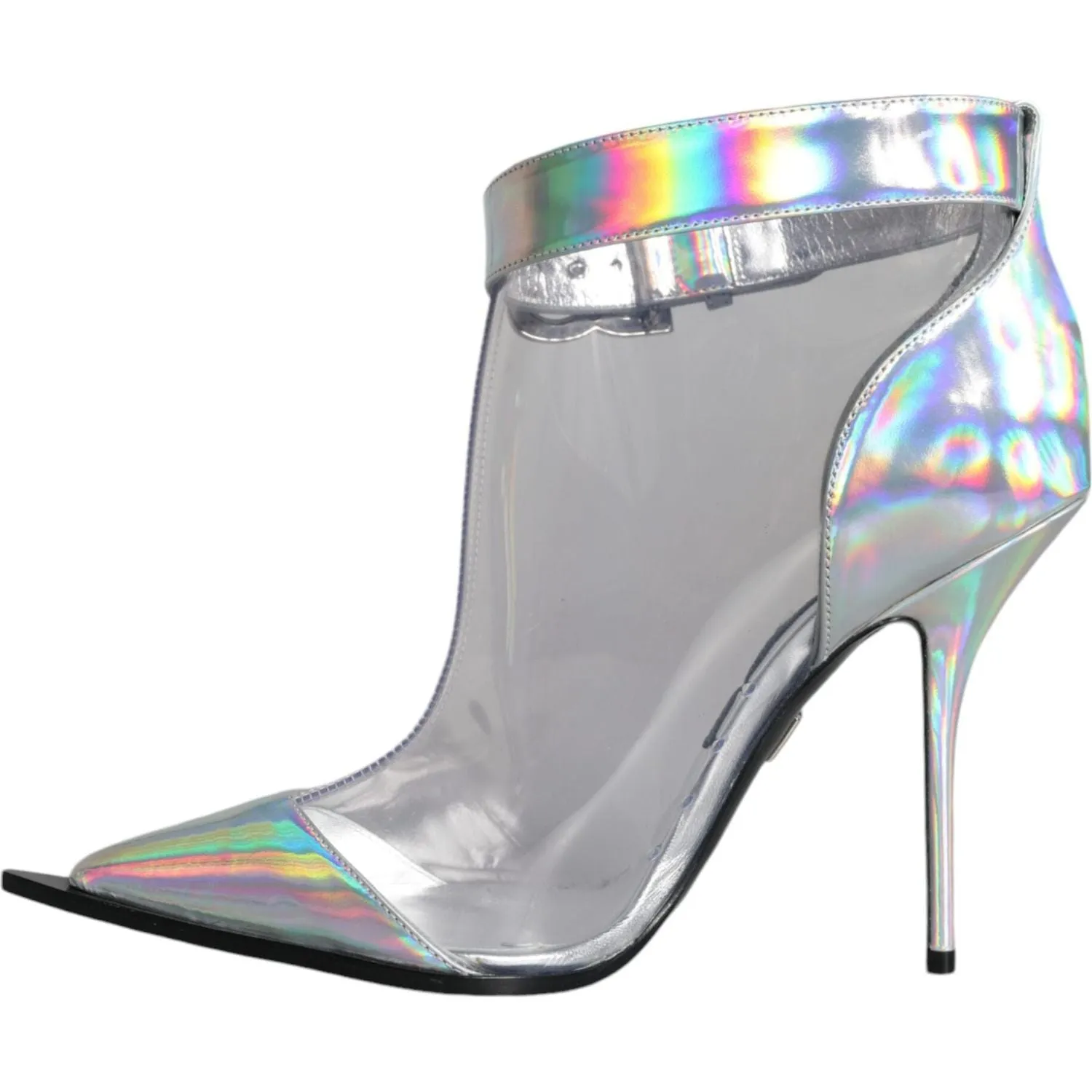 Dolce & Gabbana Silver Iridescent PVC Pointed Short Boots Shoes